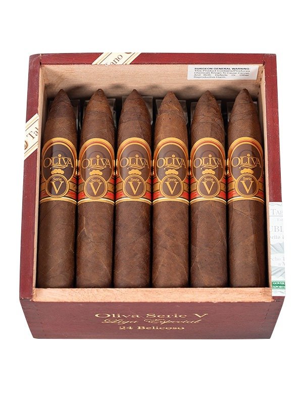Oliva Serie V Belicoso, box-pressed, with a dark Ecuadorian Sun Grown wrapper